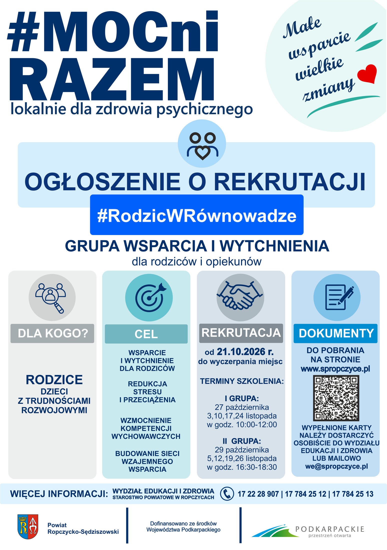 #RodzicWRównowadze — grupa wsparcia i wytchnienia dla rodziców i opiekunów. Harmonogram i zasady zgłoszenia podano także w tekście artykułu.
