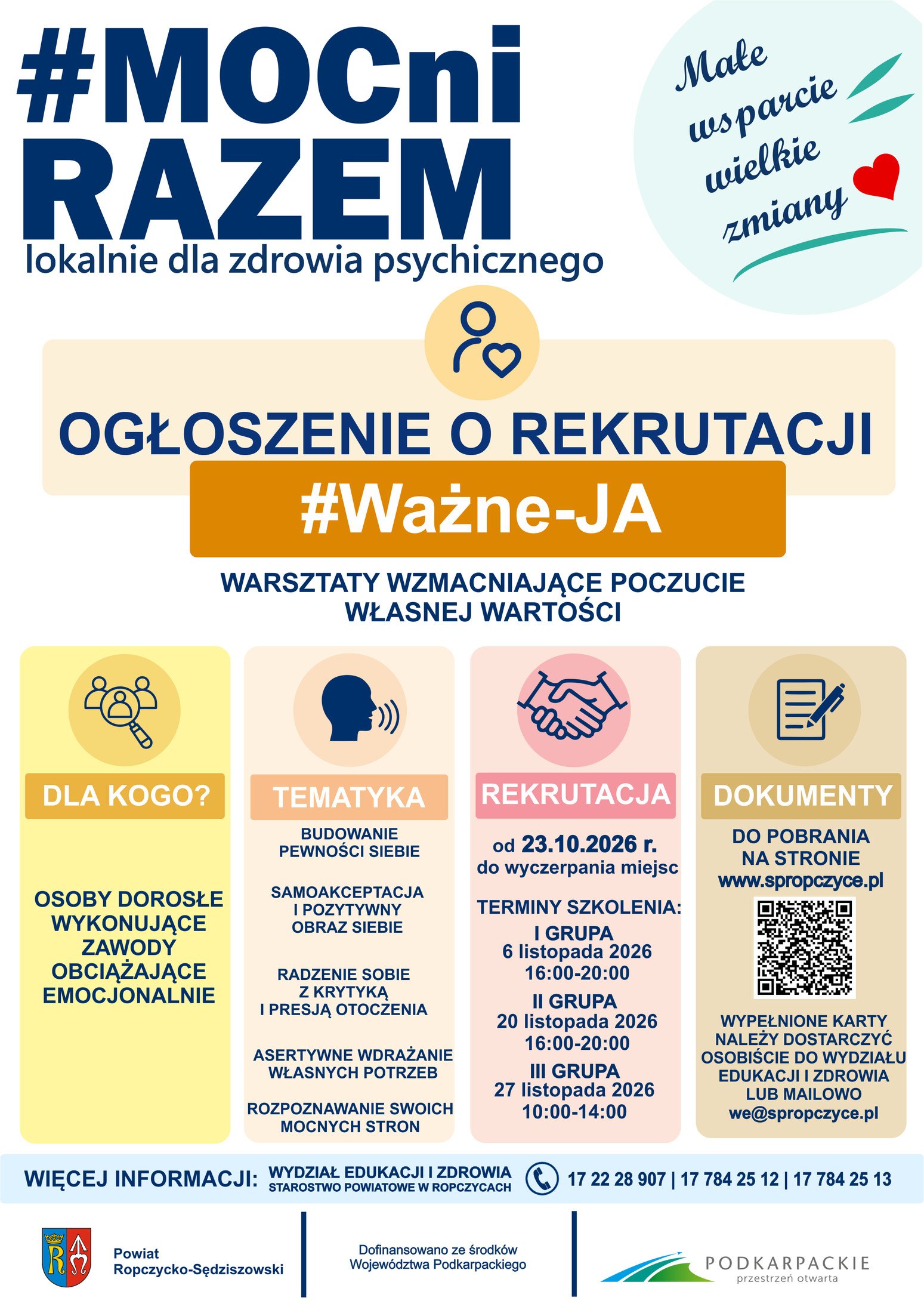 #Ważne-JA — warsztaty wzmacniające poczucie własnej wartości. Terminy i informacje o zapisach podano także w tekście artykułu.
