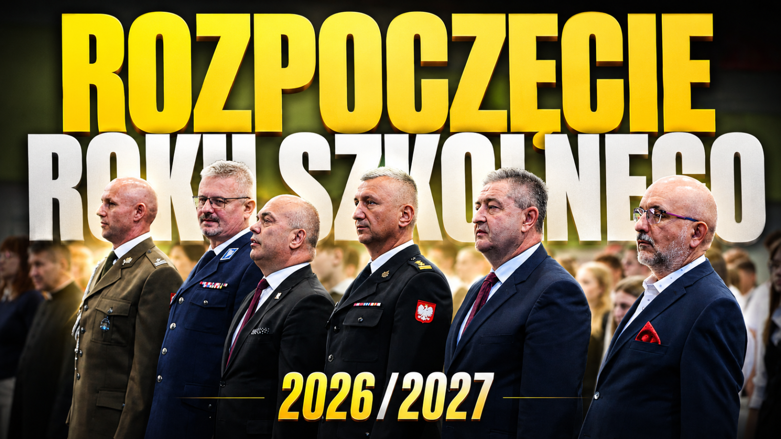 Rozpoczęcie roku szkolnego 2026/2027 — grafika z uczestnikami uroczystości.